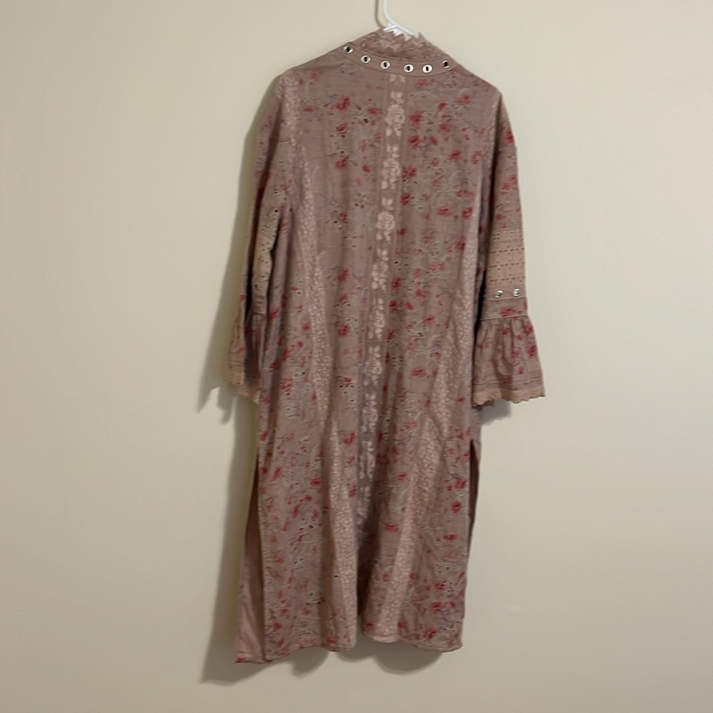 Free people On the road Duster Floral Eyelet Lace Trim boho cardigan SZ various - Picture 12 of 16